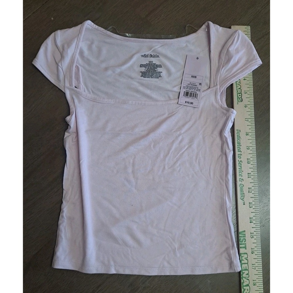 NWT Wild Fable Womens Juniors Size XXS Short Sleeve Square Neck T-Shirt Pink
